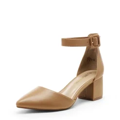 Annee Pointed Toe Low Chunky Heels Pump Shoes