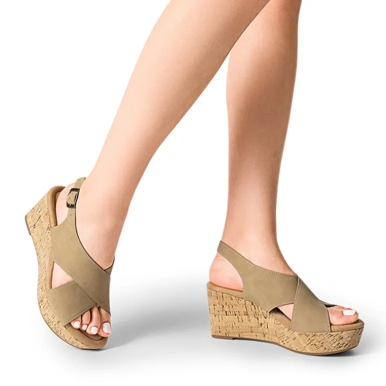 Arch Support Criss-cross Wedge Sandals