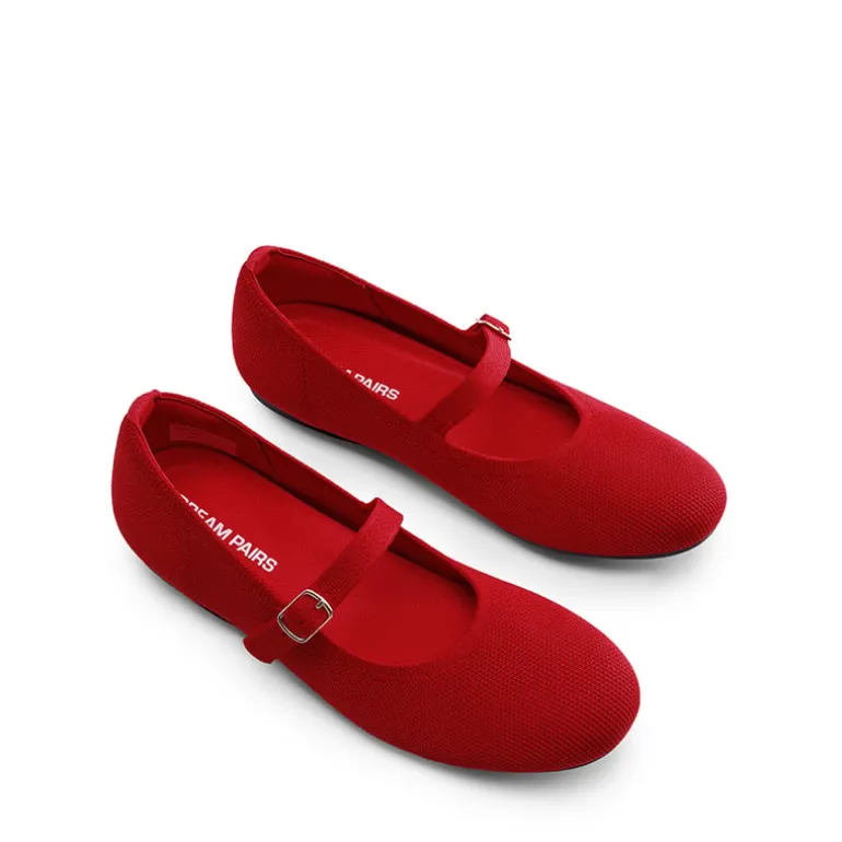 Ascenelle Breathable Arch Support Strap Flats Knit Edition