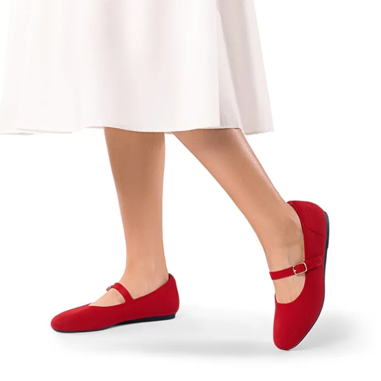Ascenelle Breathable Arch Support Strap Flats Knit Edition