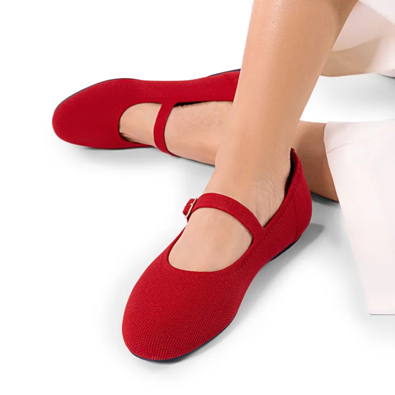 Ascenelle Breathable Arch Support Strap Flats Knit Edition