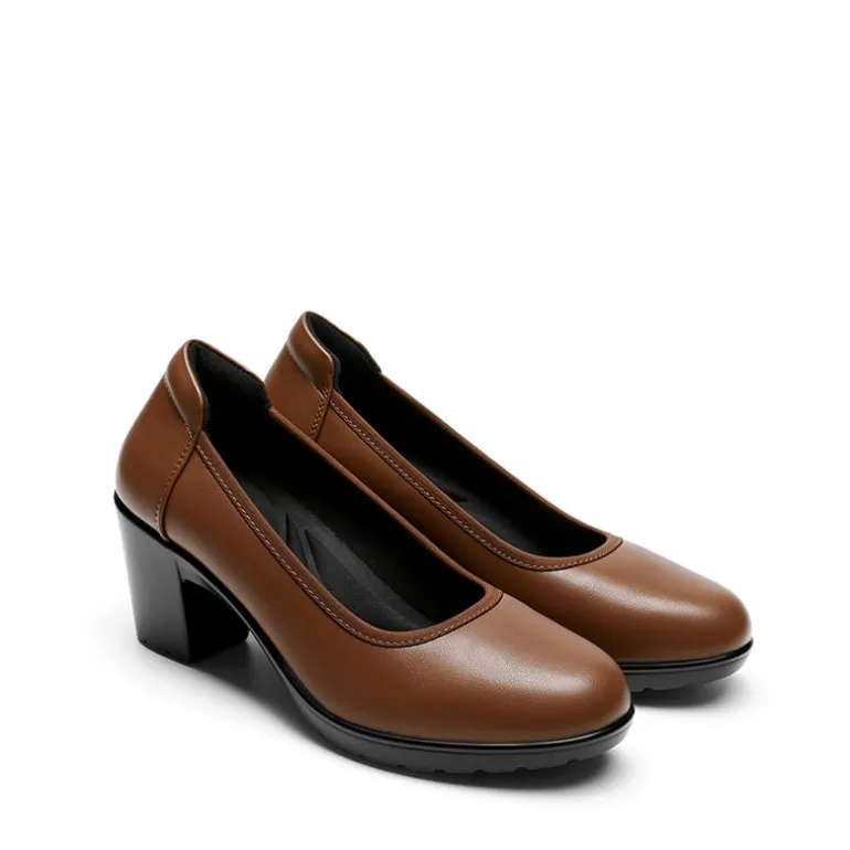 Ascenelle Chunky Low Block Heel Pumps - Edena