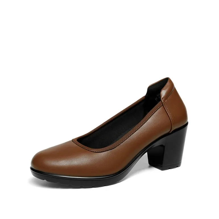 Ascenelle Chunky Low Block Heel Pumps - Edena