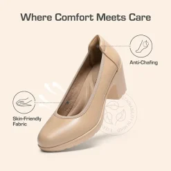 Ascenelle Chunky Low Block Heel Pumps - Edena
