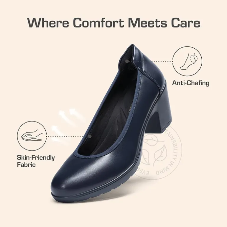 Ascenelle Chunky Low Block Heel Pumps - Edena