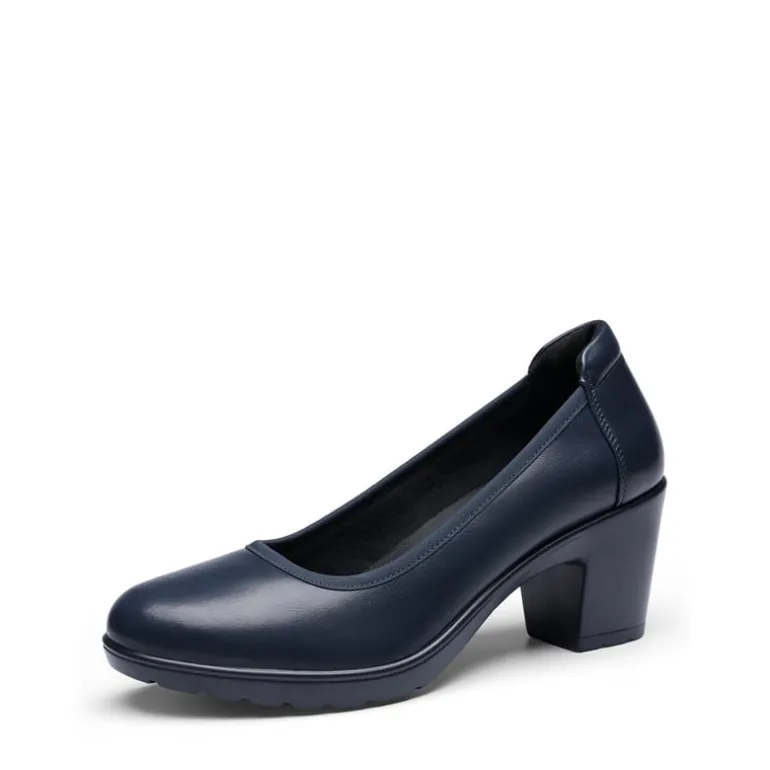 Ascenelle Chunky Low Block Heel Pumps - Edena