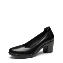 Ascenelle Chunky Low Block Heel Pumps - Edena
