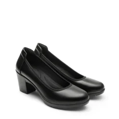 Ascenelle Chunky Low Block Heel Pumps - Edena
