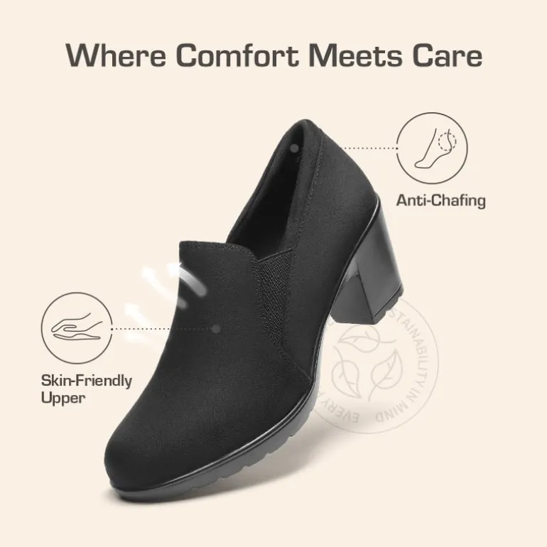 Ascenelle Comfortable Round Toe Block Heel Pumps