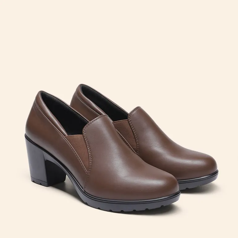 Ascenelle Comfortable Round Toe Block Heel Pumps