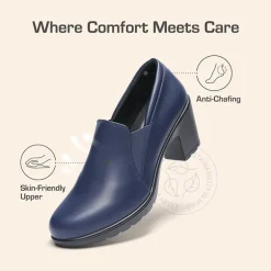 Ascenelle Comfortable Round Toe Block Heel Pumps