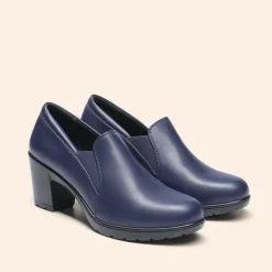 Ascenelle Comfortable Round Toe Block Heel Pumps