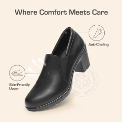 Ascenelle Comfortable Round Toe Block Heel Pumps