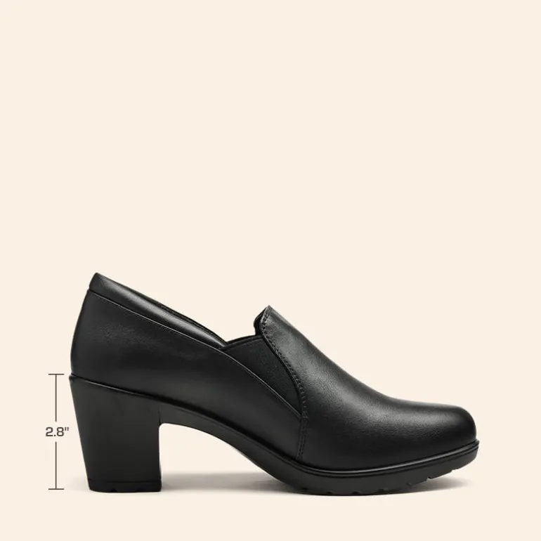 Ascenelle Comfortable Round Toe Block Heel Pumps