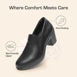 Ascenelle Comfortable Round Toe Block Heel Pumps