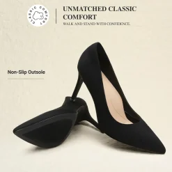Ascenelle Comfy Pointed Toe Stiletto Heel Chic Pumps
