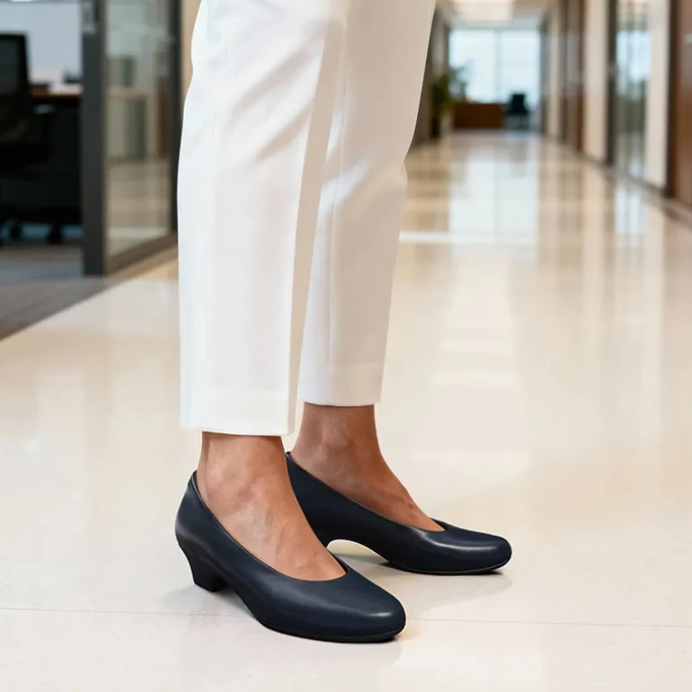 Ascenelle Counsel Round-Toe Low Block Heel Pumps