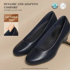 Ascenelle Counsel Round-Toe Low Block Heel Pumps
