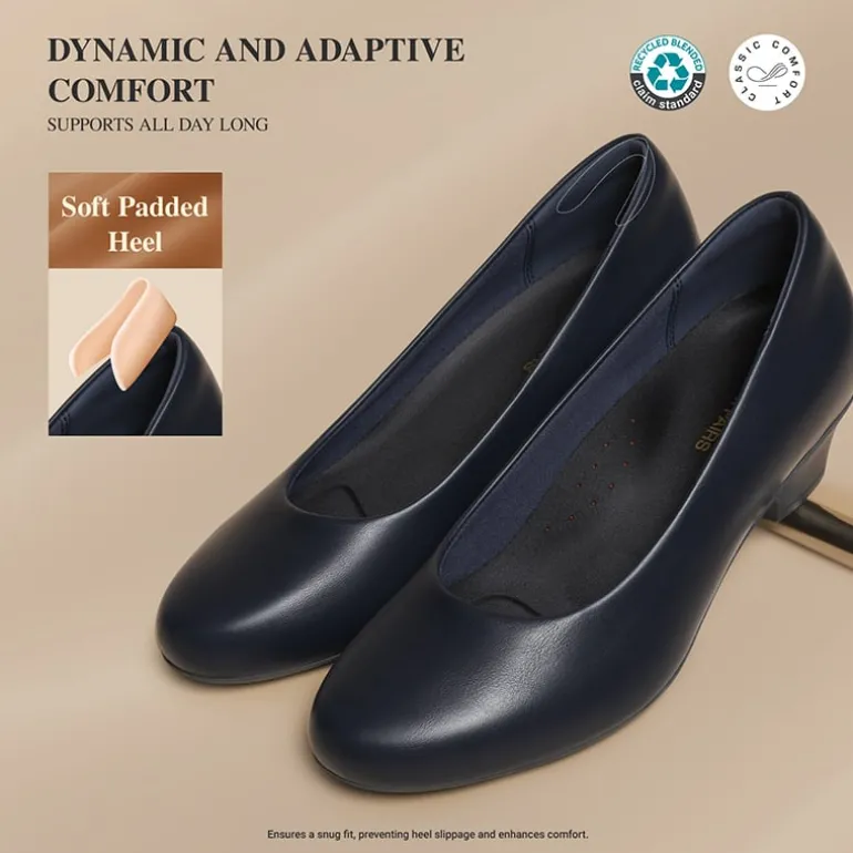 Ascenelle Counsel Round-Toe Low Block Heel Pumps