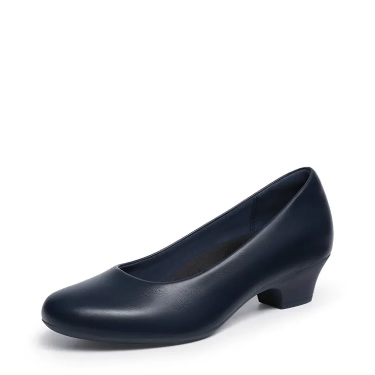 Ascenelle Counsel Round-Toe Low Block Heel Pumps