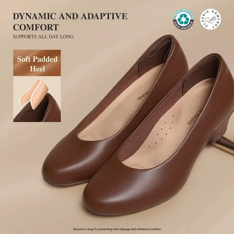 Ascenelle Counsel Round-Toe Low Block Heel Pumps