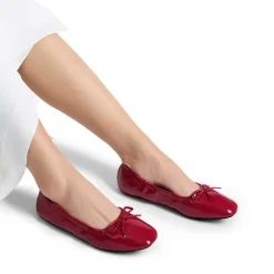 Ascenelle Foldable Square Toe Bow Ballet Flats