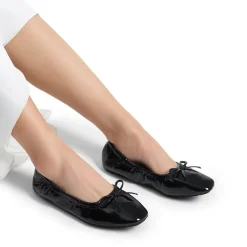 Ascenelle Foldable Square Toe Bow Ballet Flats