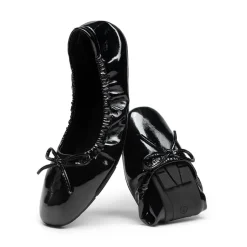 Ascenelle Foldable Square Toe Bow Ballet Flats