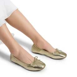 Ascenelle Foldable Square Toe Bow Ballet Flats