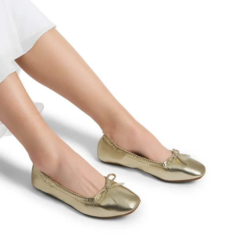 Ascenelle Foldable Square Toe Bow Ballet Flats