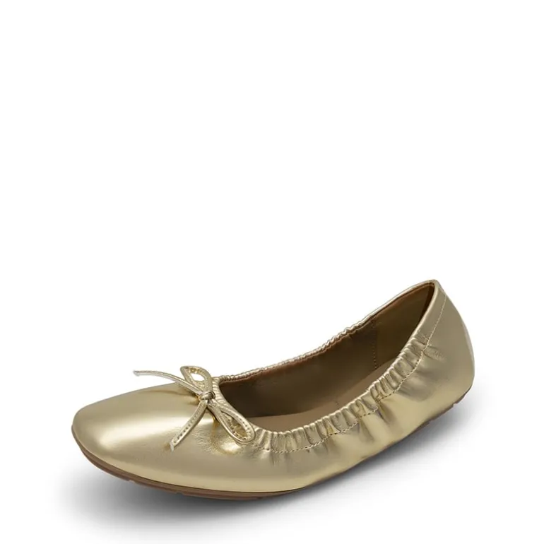 Ascenelle Foldable Square Toe Bow Ballet Flats