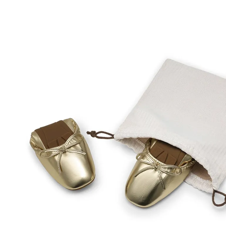 Ascenelle Foldable Square Toe Bow Ballet Flats