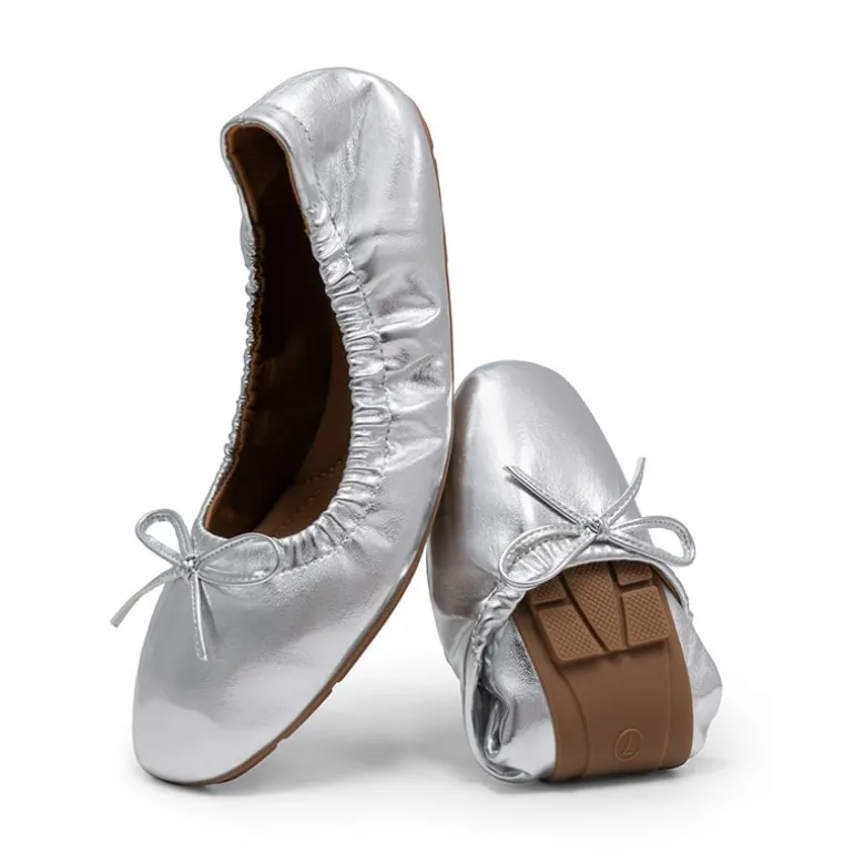 Ascenelle Foldable Square Toe Bow Ballet Flats