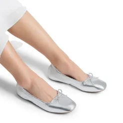 Ascenelle Foldable Square Toe Bow Ballet Flats