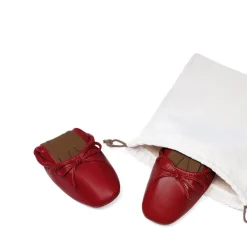 Ascenelle Foldable Square Toe Bow Ballet Flats