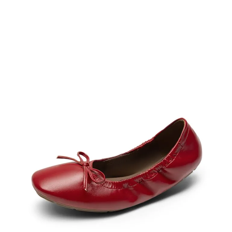 Ascenelle Foldable Square Toe Bow Ballet Flats