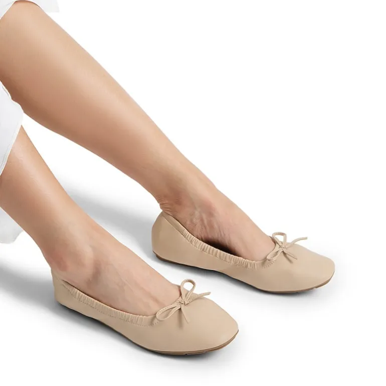 Ascenelle Foldable Square Toe Bow Ballet Flats