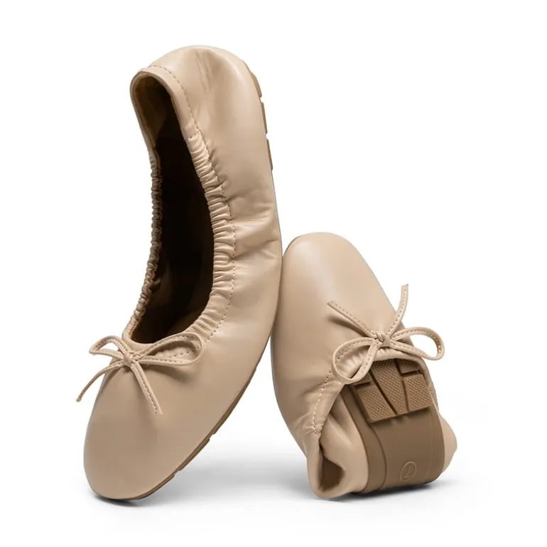 Ascenelle Foldable Square Toe Bow Ballet Flats