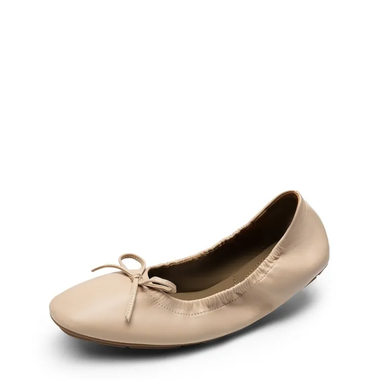 Ascenelle Foldable Square Toe Bow Ballet Flats