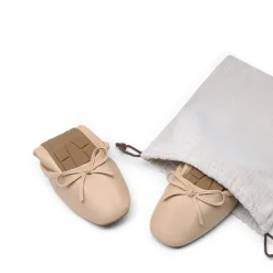 Ascenelle Foldable Square Toe Bow Ballet Flats