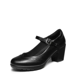 Ascenelle Mary Jane Chunky Heel Pumps - [Morgan]