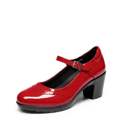 Ascenelle Mary Jane Chunky Heel Pumps - [Morgan]