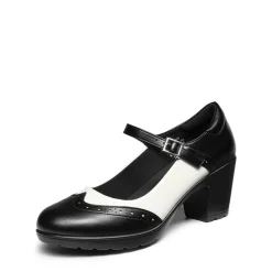 Ascenelle Mary Jane Chunky Heel Pumps - [Morgan]