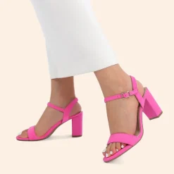 Ascenelle Minimalist Vegan Leather Block Heel Sandals