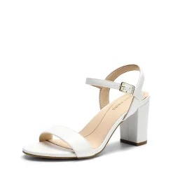 Ascenelle Minimalist Vegan Leather Block Heel Sandals