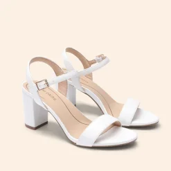Ascenelle Minimalist Vegan Leather Block Heel Sandals
