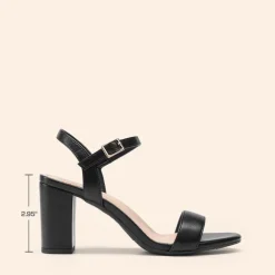 Ascenelle Minimalist Vegan Leather Block Heel Sandals