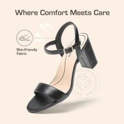 Ascenelle Minimalist Vegan Leather Block Heel Sandals