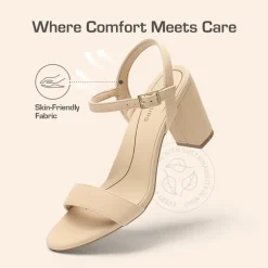 Ascenelle Minimalist Vegan Leather Block Heel Sandals