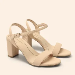 Ascenelle Minimalist Vegan Leather Block Heel Sandals